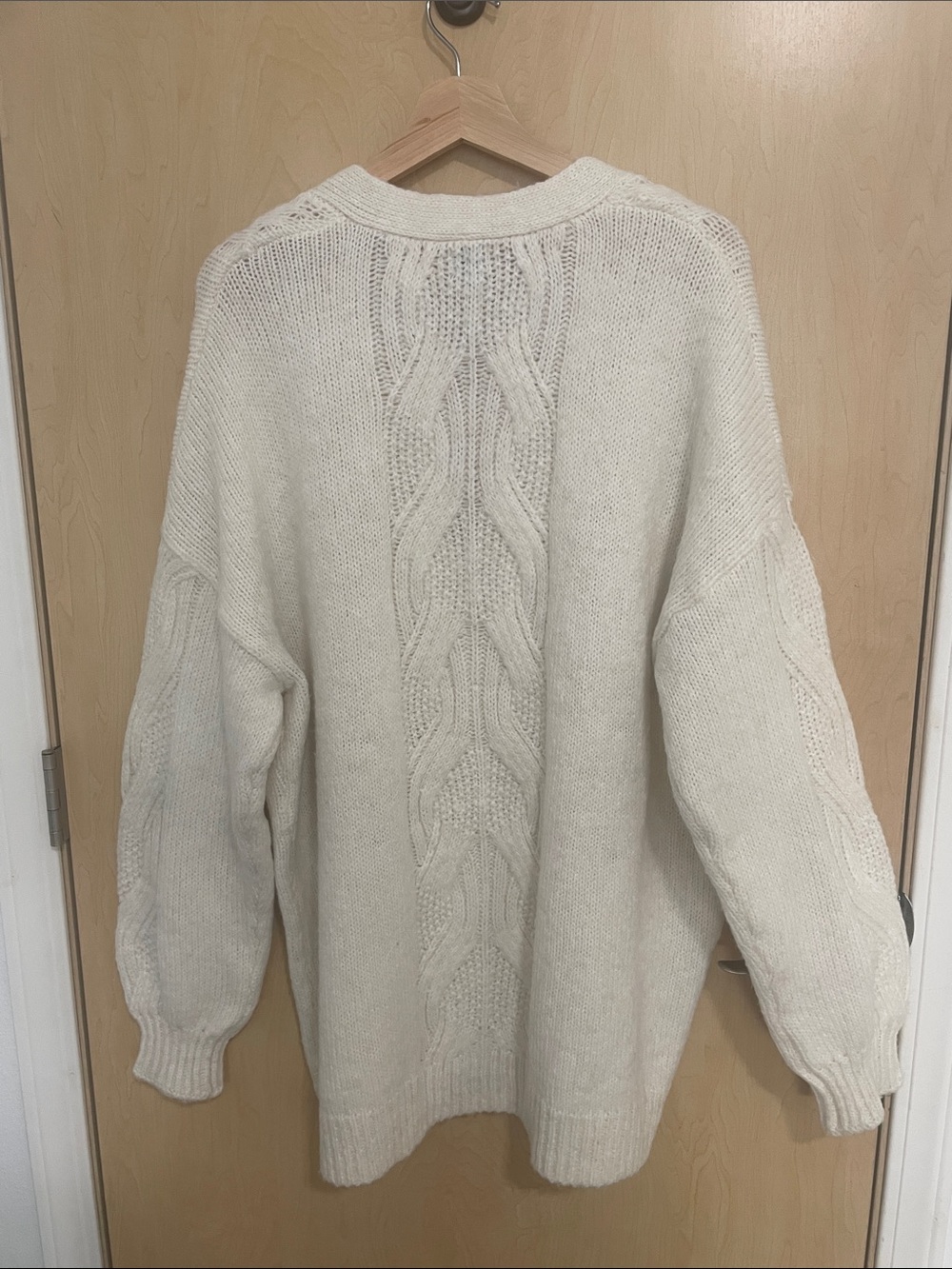 A New Day XL Cream Cable Knit Cardigan | Oversized Cozy Cottagecore Grandpa Chic - Picture 7 of 9